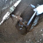 施工中：給水管水漏れ箇所
