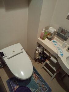 品川区東品川で水漏れしていたINAX製一体形トイレのシャワートイレ機能部交換前
