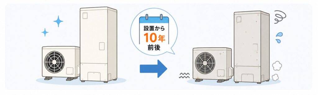エコキュートの経年劣化（設置から10年前後）