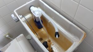川越市並木のトイレタンクに取り付けたカクダイ662-312とゴムフロート4643