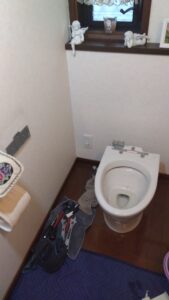 古い機能部を取り外し既存の陶器便器を残した状態